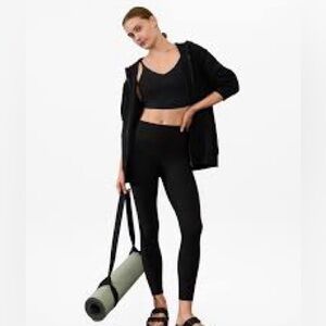 Athleta Leggings Black Elation Rib Tight Ultra High Rise Tights XS $89